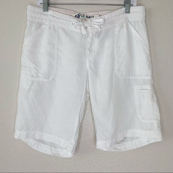Old Navy Maternity 100% Linen White Summer Shorts, Size 4 - Picture 1 of 11
